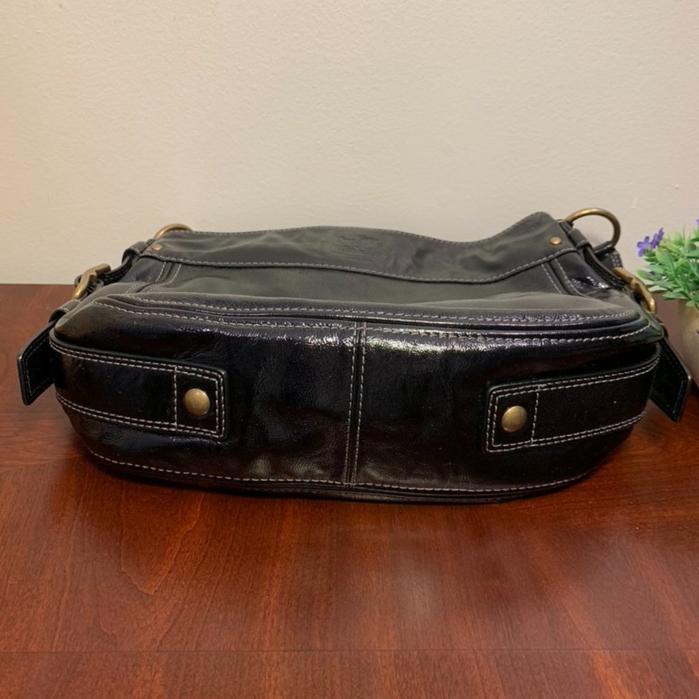 Coach Zoe Patent Leather Hobo Shoulder BagBlack Gem